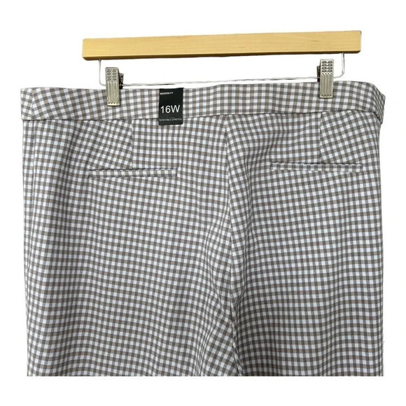 NWT Amanda + Chelsea Comfort Waist Tan White Gingham Ponte Dress Pants Size 16W - Picture 5 of 6